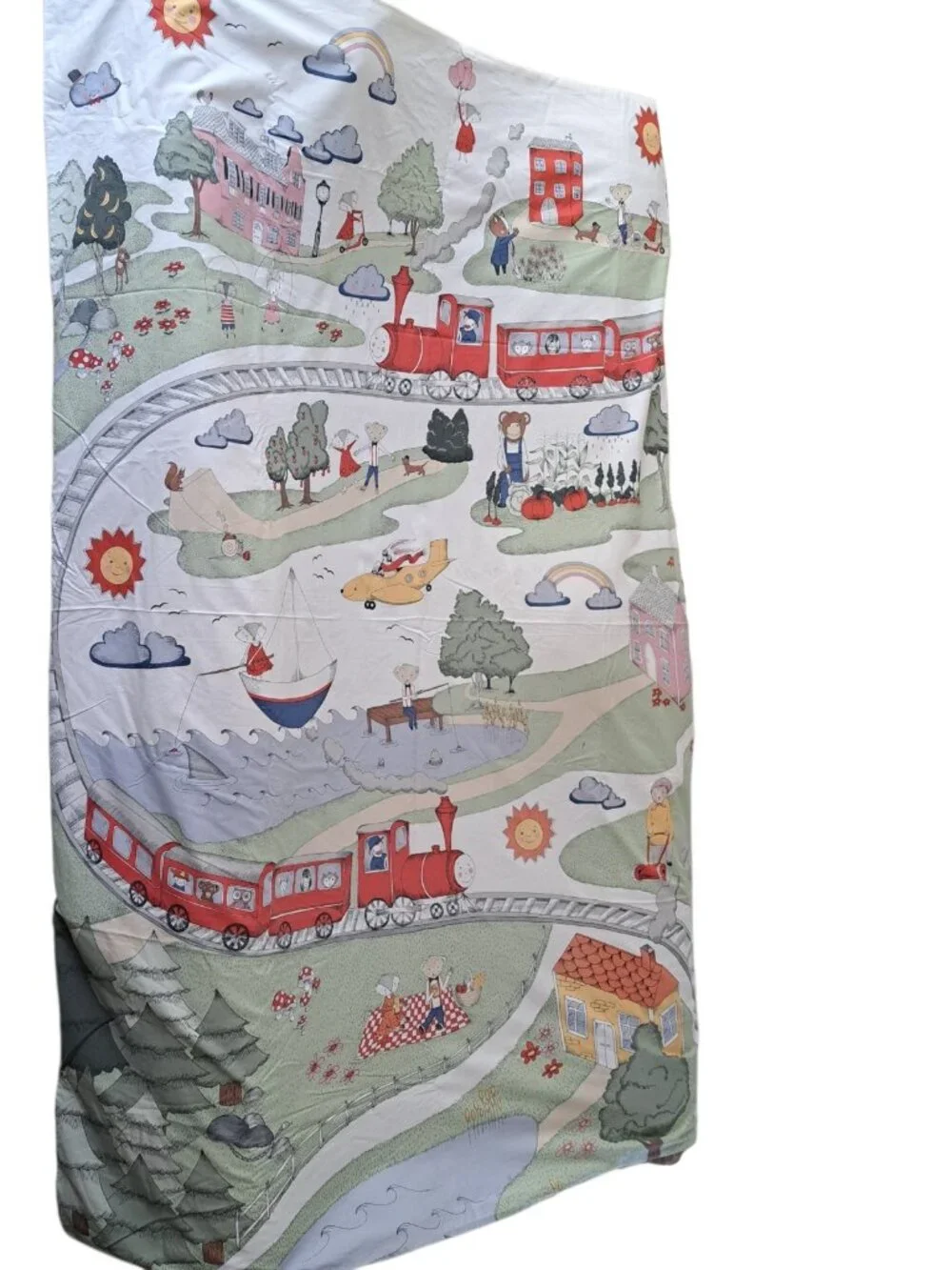 Ikea Utelek Kids Duvet Cover Twin Reversible Trains Planes Animals Boys Girls